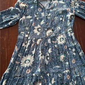 LOFT Dress in Blue with Floral Design